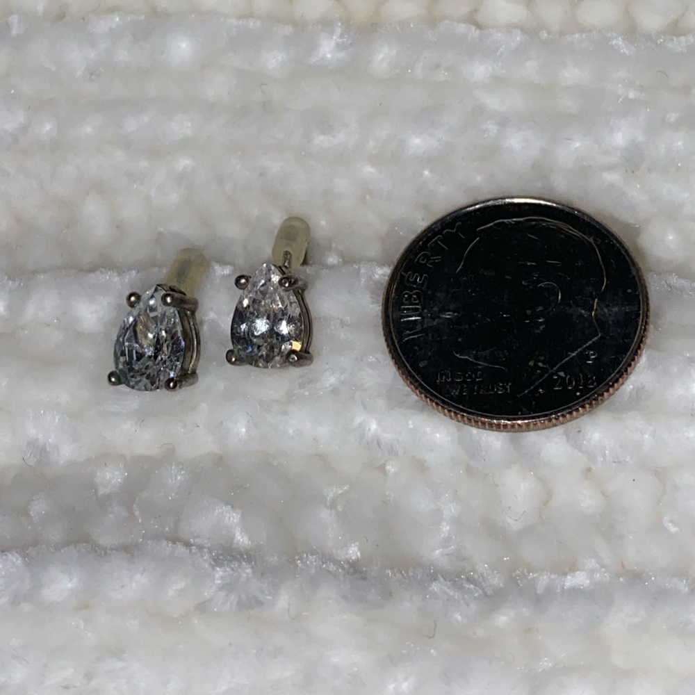Silver teardrop CZ stud earrings